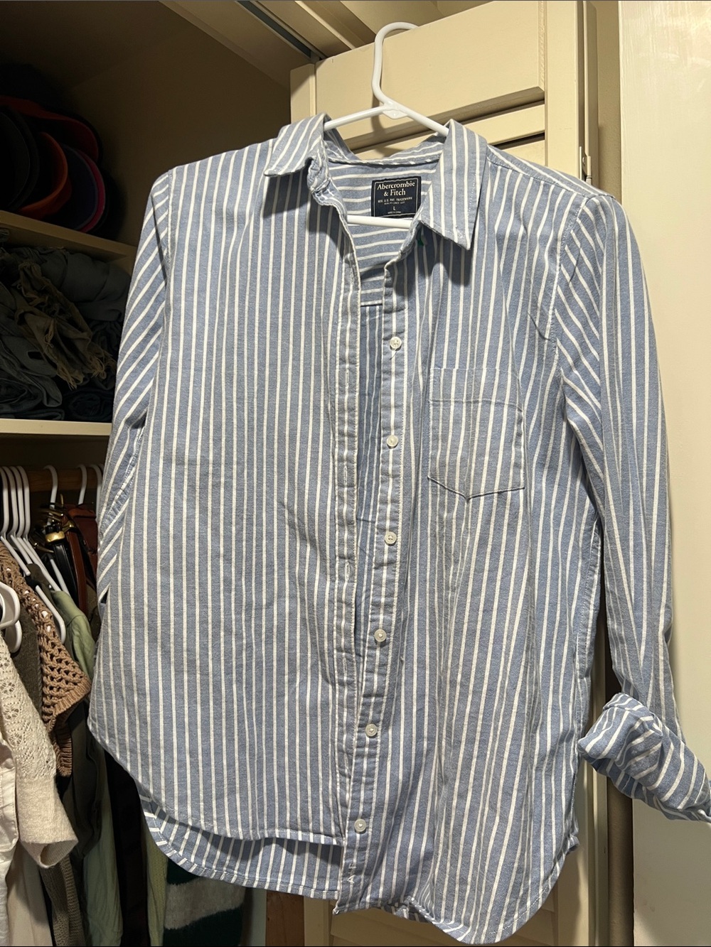 Abercrombie & Fitch Women’s Blue Stripe Button-Down Shirt